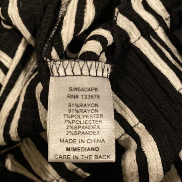 LOVE TREE -- Palazzo Pants, Wide Leg, Elastic Waist, Black/White Vertical Stripe - Picture 7 of 8